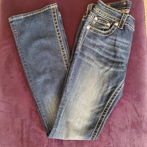 Miss Me Cowhide Fleur De Lis Bootcut Jeans Sz 28